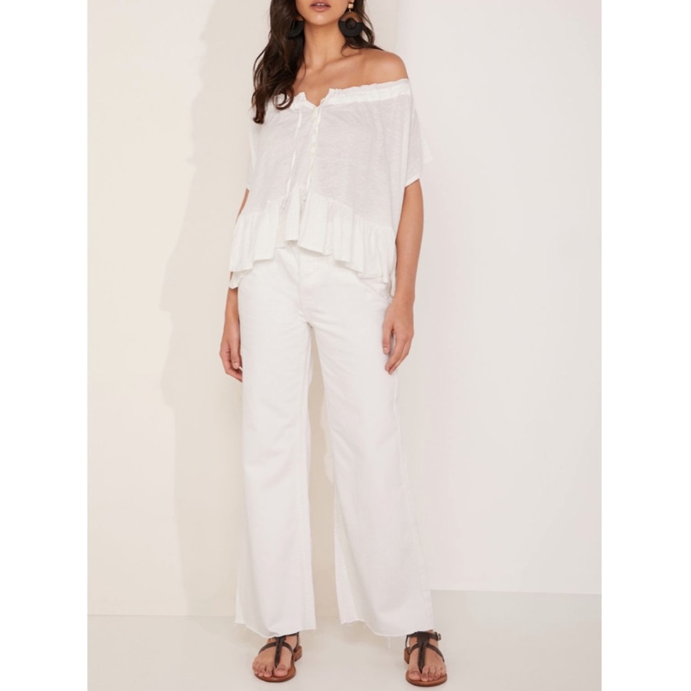 Free People High Rise Straight Flare White Jeans - Picture 5 of 10